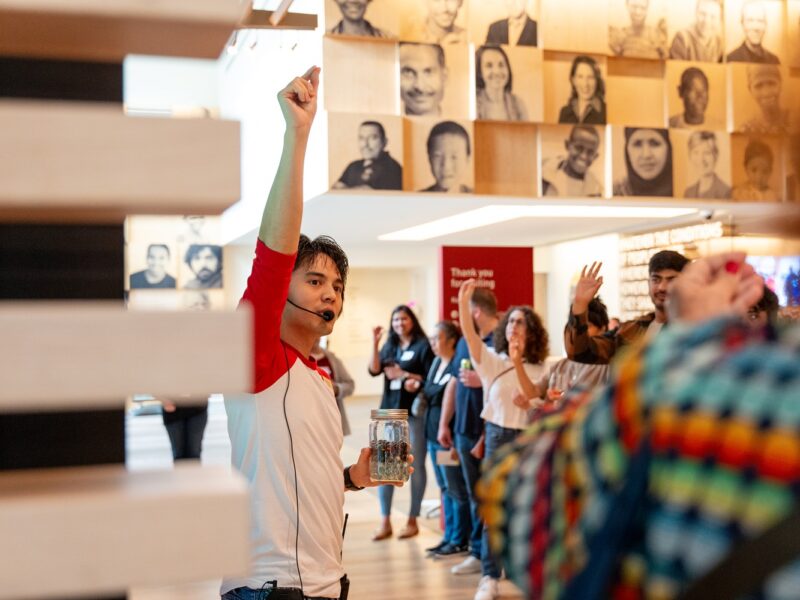 Visitors on a gallery tour at the Discovery Center