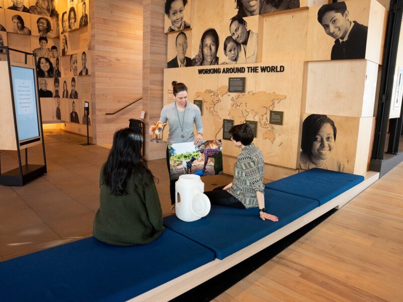 Visitors participate in a stationary tour at the Discovery Center.